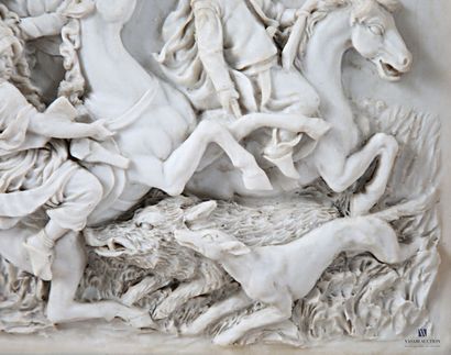 Cast stone plaque depicting a hunting scene
Plaque...