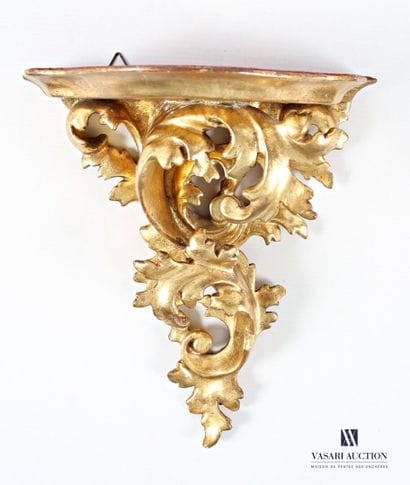 Carved and gilded wood wall lamp decorated...