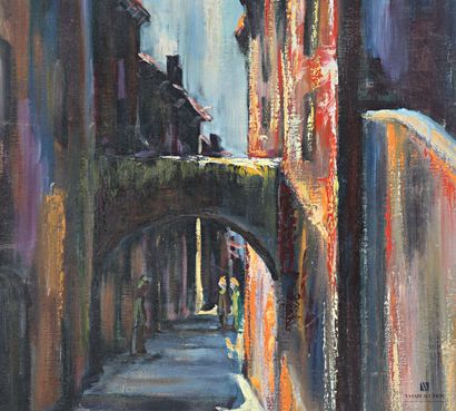 MALAN Pol (1919-1988)
Old street of Menton...