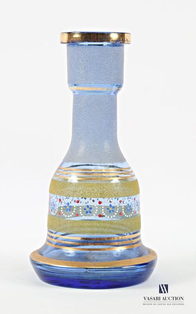 Bottle-shaped vase in partially frosted blue-tinted...