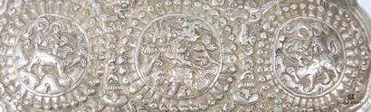 ASIA Belt plate in silver metal decorated...