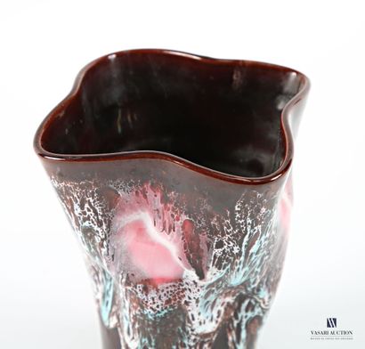 VALLAURIS 
A horn-shaped earthenware vase...