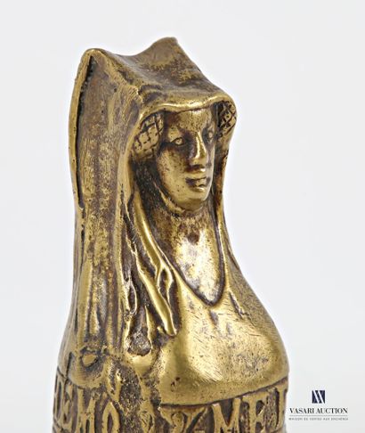 Bronze bell featuring a female bust, the...