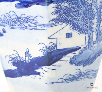 CHINA White enameled porcelain vase of baluster...