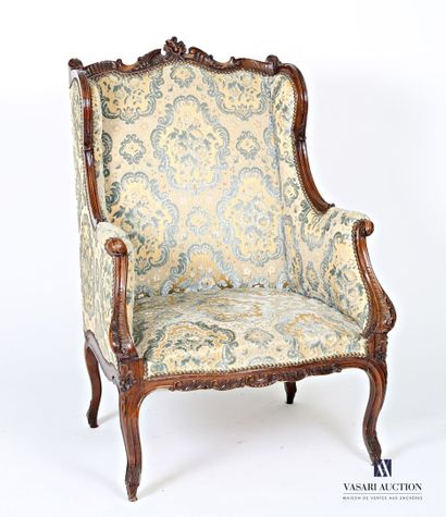 Molded and carved natural wood wingback shepherd's...