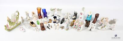 Lot of shoes in different materials (glass,...