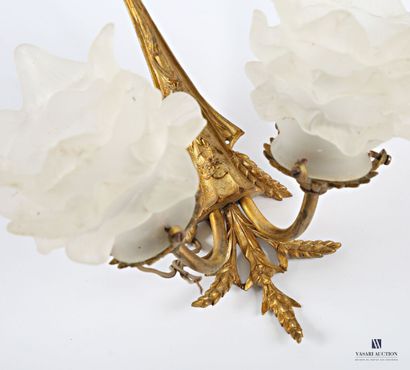 Pair of ormolu sconces, the shaft decorated...