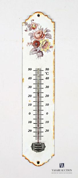 Thermometer standing on a plate with lithographed...