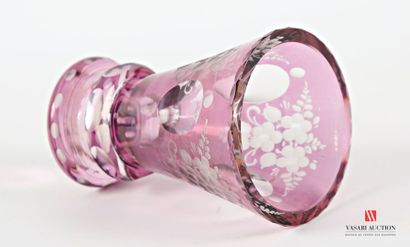 Bohemian crystal flared glass, cut and tinted...