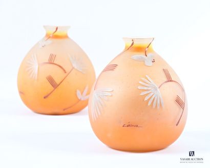 GEMA 
Pair of orange-tinted glass vases with...