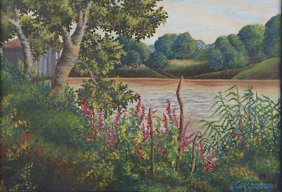 VISSEAU (20th century)
Riverside landscape
Grease...