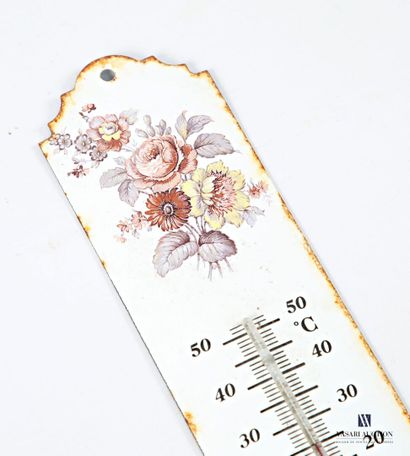 Thermometer standing on a plate with lithographed...