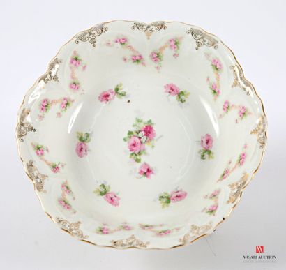 Round white porcelain bowl with polychrome...