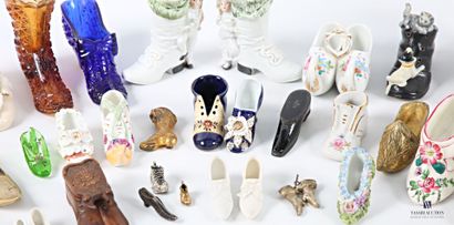 Lot of shoes in different materials (glass,...