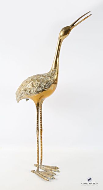 Gilded brass subject depicting a crane 
(traces...