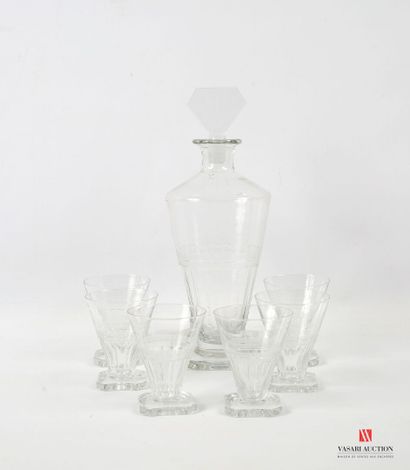 Conical cut and sandblasted glass liqueur...