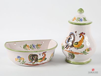 Earthenware fountain and basin with polychrome...