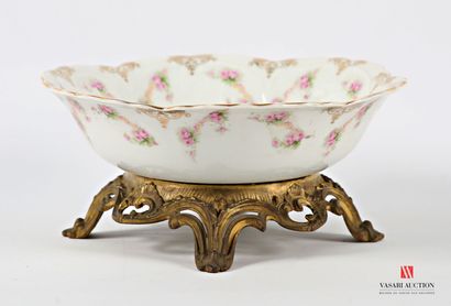 Round white porcelain bowl with polychrome...