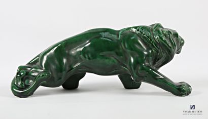 Green patinated ceramic subject featuring...