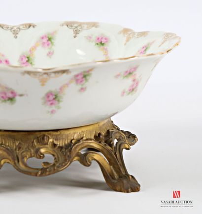 Round white porcelain bowl with polychrome...