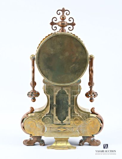 Boundary clock in bronze with a double yellow...