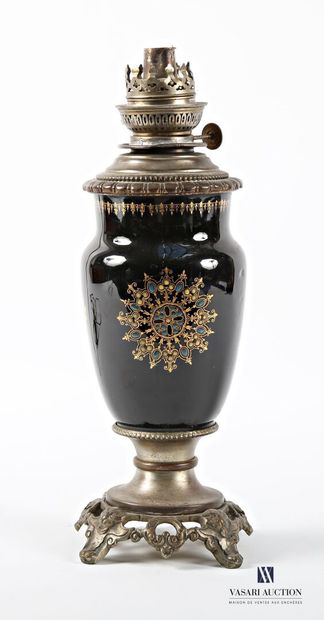 Kerosene lamp, the shaft in blue kiln porcelain...