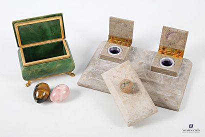 Grey marble desk set comprising an inkwell...