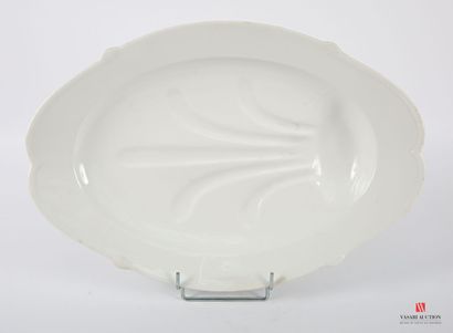 White earthenware roasting dish, with scrolled...