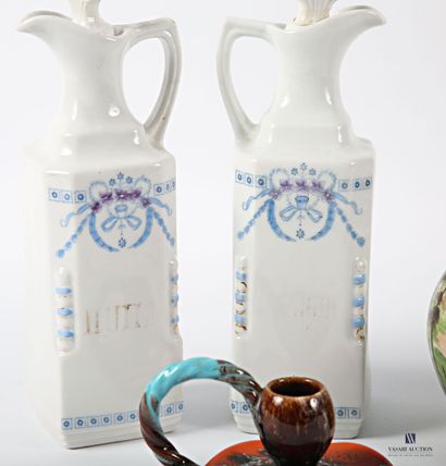 Set comprising an earthenware pitcher decorated...