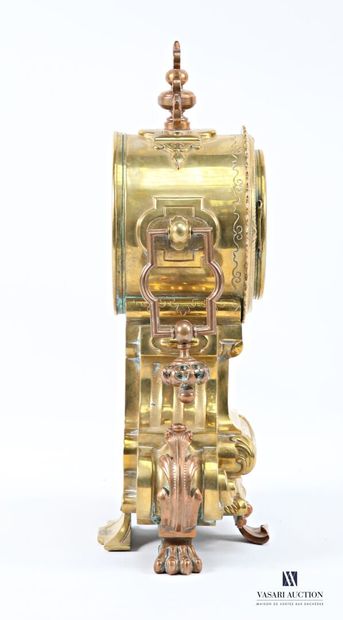 Boundary clock in bronze with a double yellow...