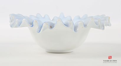 Round-shaped bowl in partially blue-tinted...