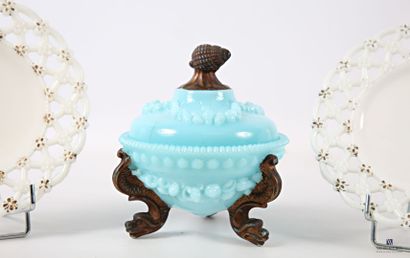 Opaline glass lot comprising six cake plates,...