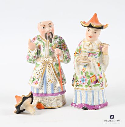Asian porcelain couple adorned with flower-decorated...