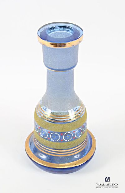 Bottle-shaped vase in partially frosted blue-tinted...