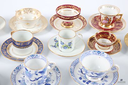 Collection of coffee cups including : a porcelain...
