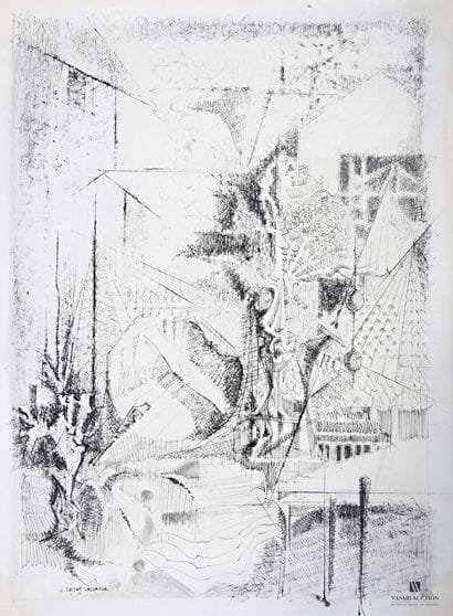 CASTAY-LASSERRE J. 
Imaginary landscape 
Ink...