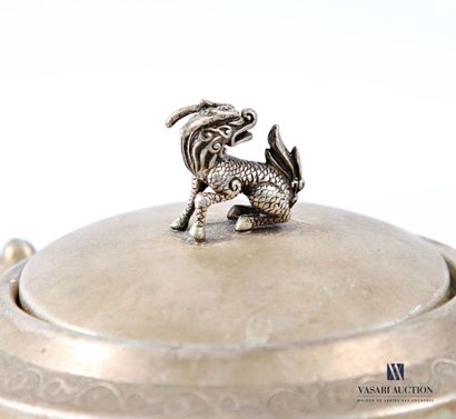 ASIA A patinated metal coffee pot decorated...