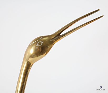 Gilded brass subject depicting a crane 
(traces...