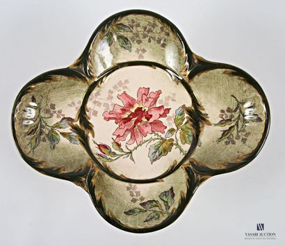 SARREGUEMINES 
Earthenware mounted bowl with...