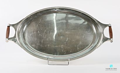 Large oval silver-plated metal presentation...