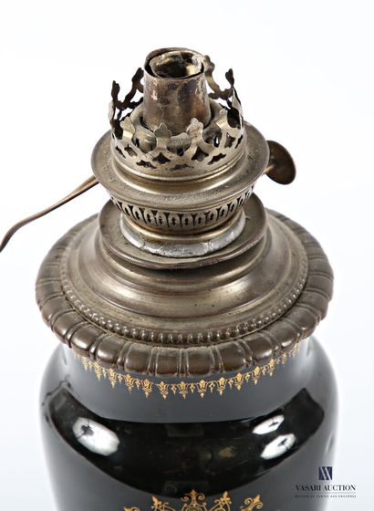Kerosene lamp, the shaft in blue kiln porcelain...