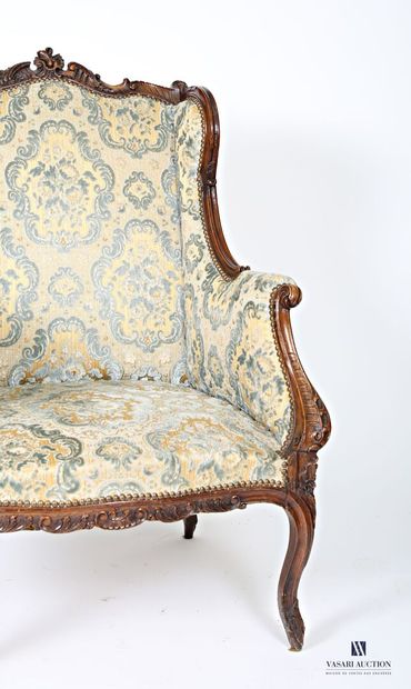 Molded and carved natural wood wingback shepherd's...