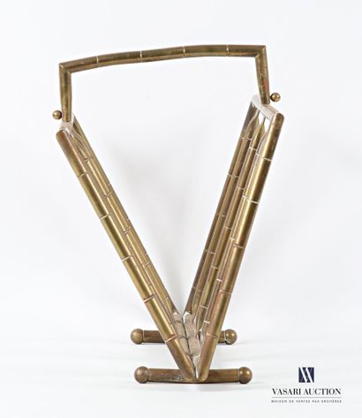 Brass magazine rack simulating bamboo, the...