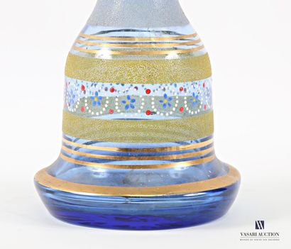 Bottle-shaped vase in partially frosted blue-tinted...
