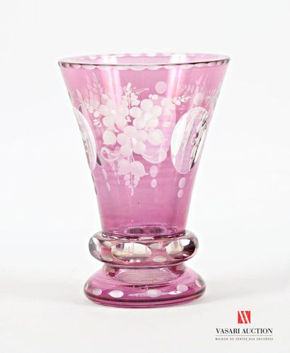 Bohemian crystal flared glass, cut and tinted...