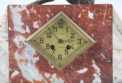 Two-tone marble clock, the diamond-shaped...