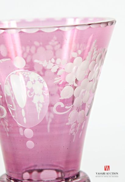 Bohemian crystal flared glass, cut and tinted...
