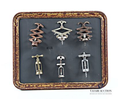 Frame with six corkscrews in metal and chromed...