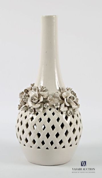 White porcelain egg-shaped lamp with elongated...