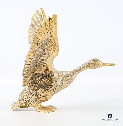 Gilded metal subject depicting a duck taking...